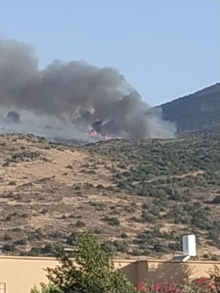 שריפת חורש סמוך לקיבוץ שניר מטוסי כיבוי פועלים במקום